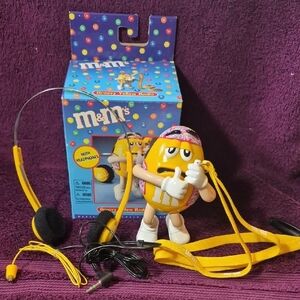 Vintage M&M'S Yellow Character Radio with Headphones Groovy Yellow Radio